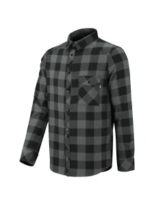 Мужская велорубашка IXS Carve Digger Graphite Black — рубашка в серо-чёрную клетку, студийный фронтальный ракурс