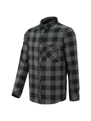Мужская велорубашка IXS Carve Digger Graphite Black — рубашка в серо-чёрную клетку, студийный фронтальный ракурс