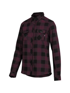 Женская велорубашка IXS Carve Digger Raisin Black — рубашка в клетку, студийный фронтальный ракурс