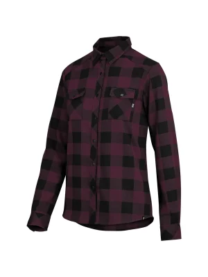Женская велорубашка IXS Carve Digger Raisin Black — рубашка в клетку, студийный фронтальный ракурс