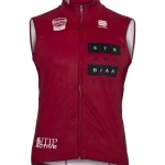 Лёгкий веложилет Sportful GF Strade Bianche 2020 Red — красный жилет с молнией и логотипами, вид спереди